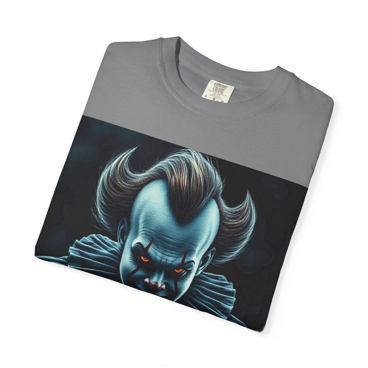 Horror Clown Knife T-Shirt – Creepy Blue Pennywise-Style Graphic Tee for Halloween