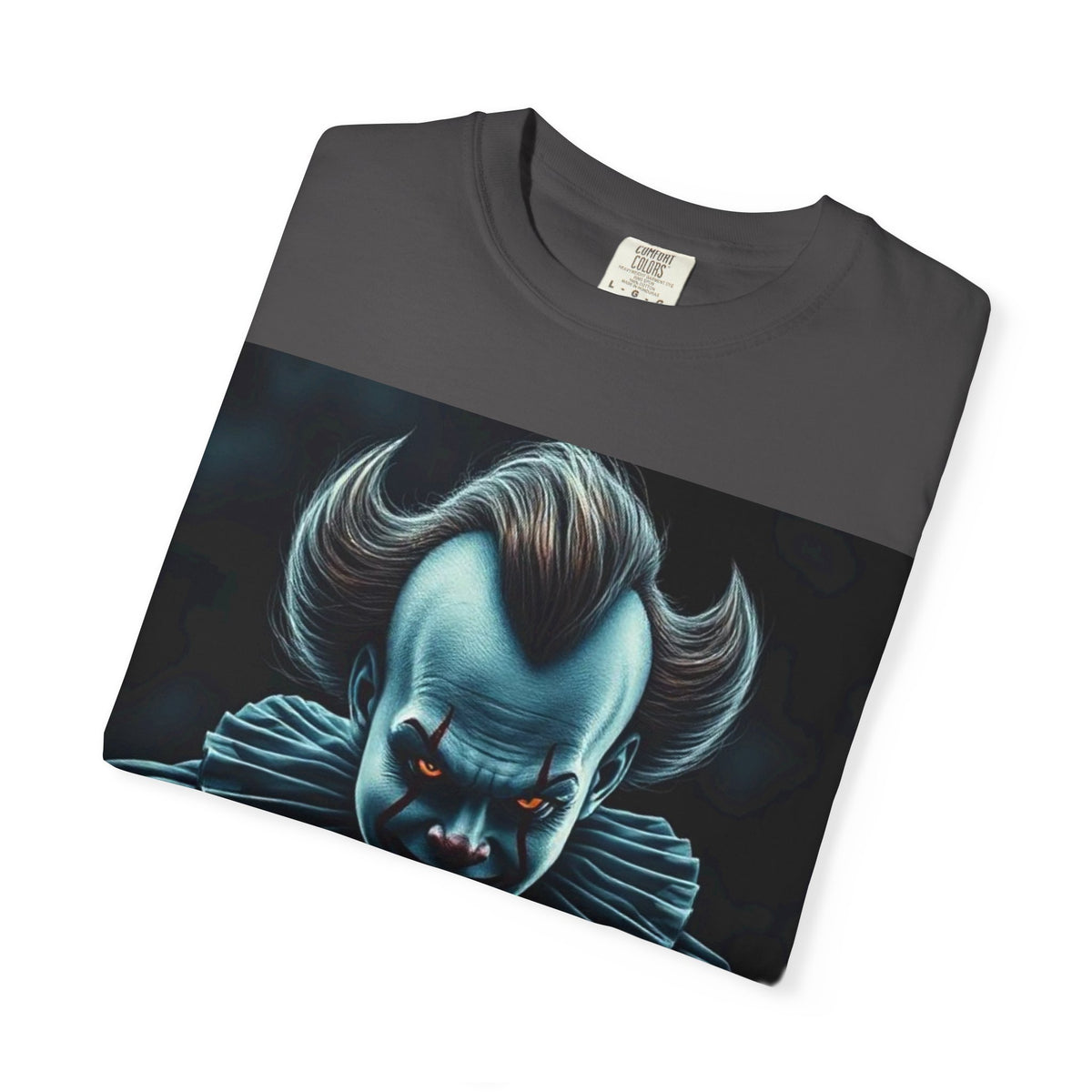 Horror Clown Knife T-Shirt – Creepy Blue Pennywise-Style Graphic Tee for Halloween